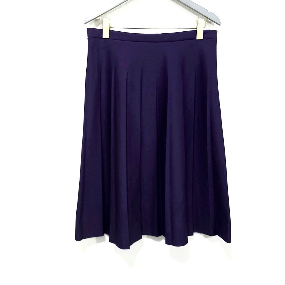 Devon Vintage Skirt Womens Large / XL Purple Pleated Knee Length 80s Retro